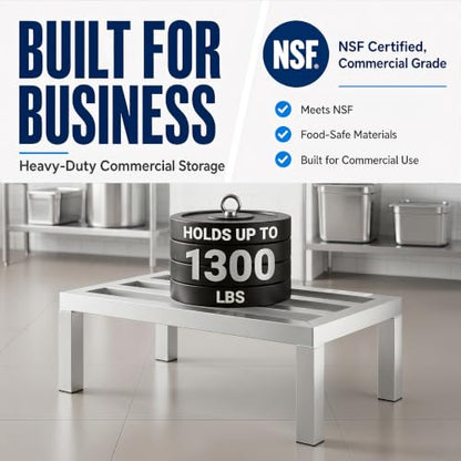 24" x 14" x 8" Aluminum Dunnage Rack | Heavy Duty, Floor Storage Stand, NSF, Commercial Use - size: 24"W x 14"D x 8"H