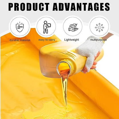 Wettarn Folding Duck Pond 4’ x 4’ Portable Spill Containment Berm Wall Containment Berm (Yellow) - color: Yellow, size: 4*4ft
