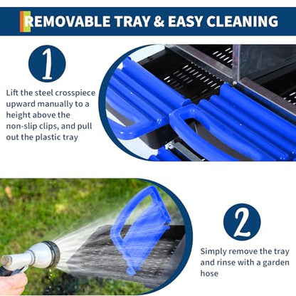 Chicken Nesting Box, 6-Hole Roll Away Egg Laying Box with Lid, Galvanized Steel Rustproof Design - Easy Egg Collection, Easy Clean with Bracket Legs, Blue - color: blue, size: 6 HOLES WITH LEGS