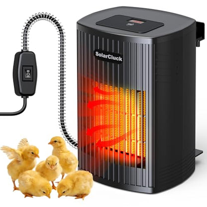 Chicken Coop Heater for Winter with Thermostat, 600W Wall-Mounted Chicken Coop Heaters Inside Coop with Adjustable Temp, Memory Function, 6.5FT Anti Chew Cord, Heat Warmer for Chickens, Ducks, Geese