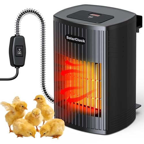 Chicken Coop Heater for Winter with Thermostat, 600W Wall-Mounted Chicken Coop Heaters Inside Coop with Adjustable Temp, Memory Function, 6.5FT Anti Chew Cord, Heat Warmer for Chickens, Ducks, Geese