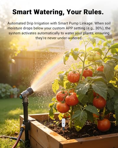 Smart WiFi Soil Moisture Meter for Plants, 2-in-1 Sensor with App Alerts | Monitor Moisture & Temperature Remotely, Real-Time Data for Indoor/Outdoor Gardening, Houseplants Care