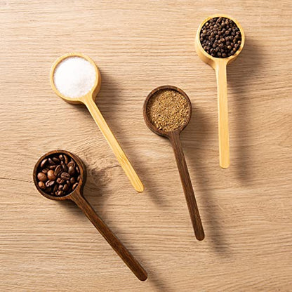 Bamboo Coffee Scoop Long Handle Measuring Scoop for Glass Food Jars - color: Brown 2 pcs