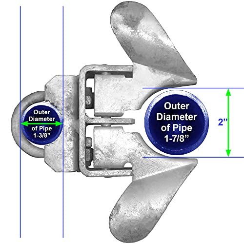 Galvanized Chain Link Fence Butterfly Gate Latch - 1-3/8" Gate Frame and 1-7/8" Gate Post - CASE Qty 25 - size: 1-3/8" X 1-7/8" - Case(25 Count)