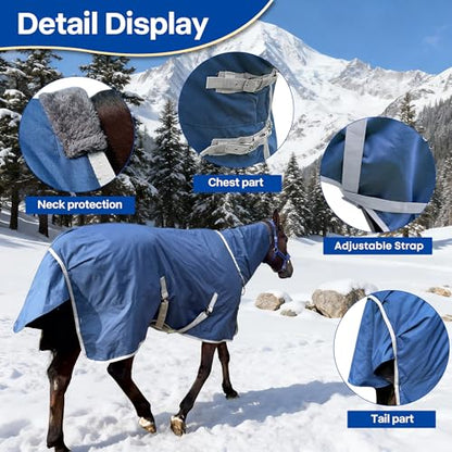 Winter 1200D Premium Turnout Horse Blanket,Medium Weight Waterproof Blanket (Back Length 78 inches (145cm) with Cover) - size: Back Length 78 inches ( 145cm ) with cover