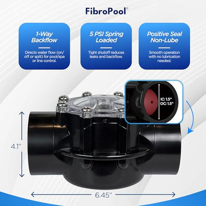 FibroPool 2 Inch Pool Check Valve – 5 PSI Spring Loaded, CPVC, Non-Lube PTFE Seats – Backflow Prevention for Pools, Spas, Heaters, Salt Systems & Chemical Feeders