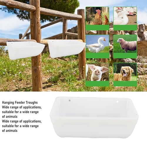 Pssopp Plastic Hanging Chicken Feeder, Large Capacity Design Thickened Plastic Waste Prevention Hanging Poultry Feeder Trough for Livestock (White) - color: White