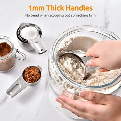Measuring Cups: U-Taste 18/8 Stainless Steel Measuring Cups Set of 7-Piece: 1/8 Cup, 1/4 Cup, 1/3 Cup, 1/2 Cup, 2/3 Cup, 3/4 Cup, 1 Cup Dry and Liquid Ingredients - size: (02) Cup Set of 7