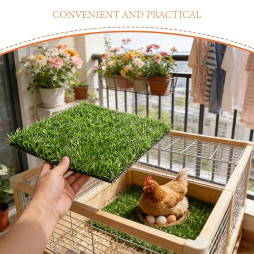 6pcs Washable Chicken Nesting Pads, Artificial Grass Mat for Chicken Coop, Reusable Nest Box Liner, Hen Laying Mats for Poultry 11.8x11.8 Inch - color: Green