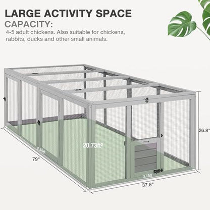 Large Chicken Coop Run Extension-Durable Chicken Enclosure for Chicks, Ducks, Rabbits(20.73 Ft²)