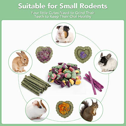 VESPRO Rabbit Toys for Bunnies Rabbit Chew Toys for Teeth Bunny for Rabbits Guinea Pig Chew Treats Toys,Timothy Hay Sticks for Chinchillas Hamsters Bunny Guinea Pig Rats and Animals Teeth Care - size: 0.11 Ounce (Pack of 23)