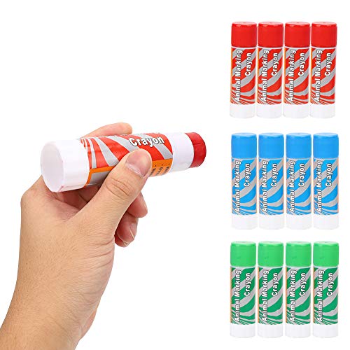 Livestock Crayon, 12Pcs Large Livestock Marking Crayons, Red Green Blue Color Marker Pens for Pigs, Animal Identification,