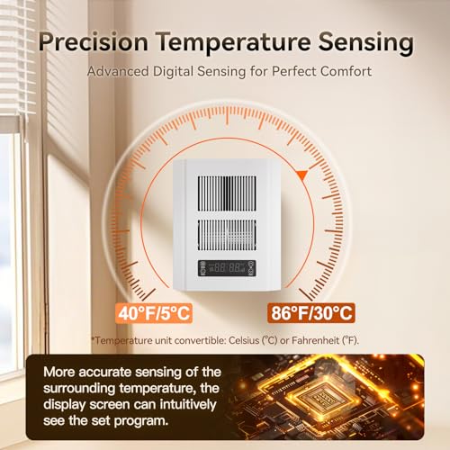 Electric Wall Heater for Indoor Use, 120V Wall Heater with Thermostat and Remote, 3 Heating Modes, 9H Timer, Child Lock, Overheat Protection, Suitable for Bathroom, 1500/750 Watt, Hardwired - color: White