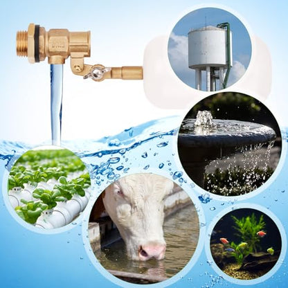 Float Valve 1/2 inch, Brass Water Float Valve with Adjustable Arm, Float Ball Valve Automatic Fill and Water Level Control for Water Trough,Fountains,Water Tank,Ponds,Pool,Aquariums - color: 1/2 in