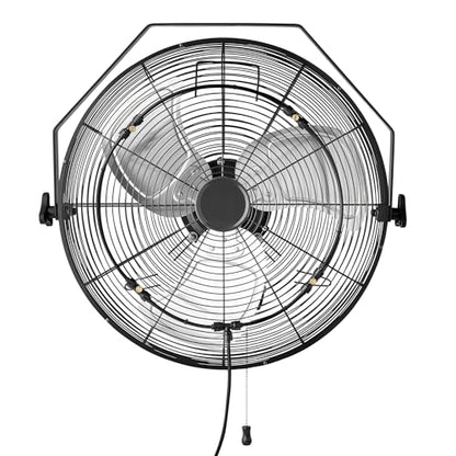 Amazon Basics 18" Outdoor Heavy-Duty Misting Fan, Wall-Mounted, Industrial, Waterproof (IP44), With Tilt Head, Metal Blades, Dual Ball Bearing Motor, 3 Speeds Up to 1550 RPM and 3781 CFM, Black - style: Outdoor Misting Fan