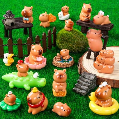 33 Pcs Mini Capybara Figurines 25 Style Adorable Resin Capybaras Miniatures Mini Capybara Cake Toppers Set for DIY Fairy Garden Car Dashboard Moss Landscape Home House Birthday Party Decor - style: 33Pcs-Capybara