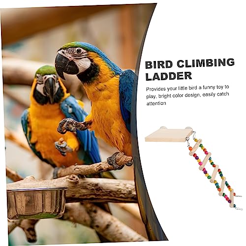 Happyyami Bird Ladder Toy for Birds Parrot Perch Platform and Step Ladder for Parakeets Cockatiels Lovebirds Promotes Exercise and Beak Health Easy to Install - size: 30x10cm