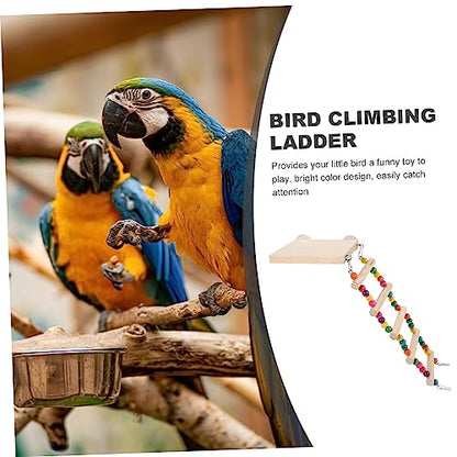 Happyyami Bird Ladder Toy for Birds Parrot Perch Platform and Step Ladder for Parakeets Cockatiels Lovebirds Promotes Exercise and Beak Health Easy to Install - size: 30x10cm