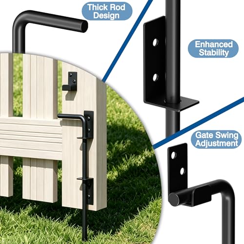 Heavy Duty Cane Bolt Gate Drop Rod, 18" Black Gate Latches Hardware for Wood Fence/Metal/Vinyl/Double Gates, Outdoor Gate Ground Latch Drop Rod with Mounting Screws, 1 Pack - size: 18 Inch