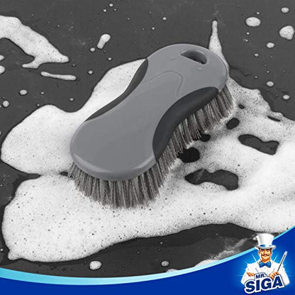 MR.SIGA Multi-Purpose Heavy Duty Scrub Brush - Pack of 2 - color: Gray & Black