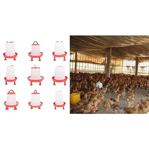 Thicken Chick Fountain Waterer Set for Outdoor Poultry Feeding Water Containers for Duck Quails Pigeons Water Fountain - size: 9KG