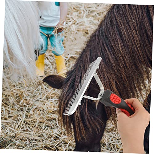 BESTonZON Ergonomic Rubber Handle Horse Hair Grooming Comb with Durable Rust Resistant Metal Teeth Comfortable Massage Brush for Horse Fur Cleaning and Shedding Removal