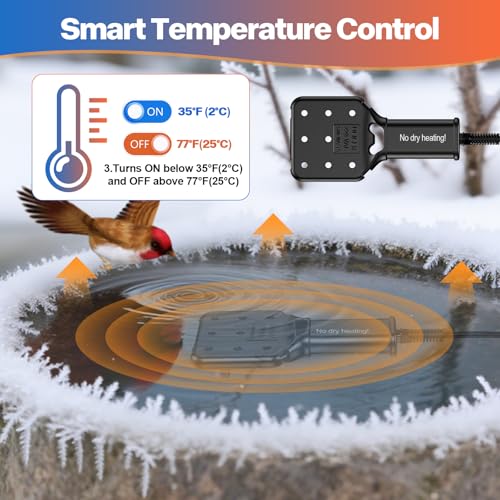 120V 250W Pond De-Icer and Chicken Water Heater for Livestock Tank Heater, Featuring Power-Off Protection, Overheating Protection, GFCI Plug & 9.2FT UL Approved Cord - size: 250 Watt