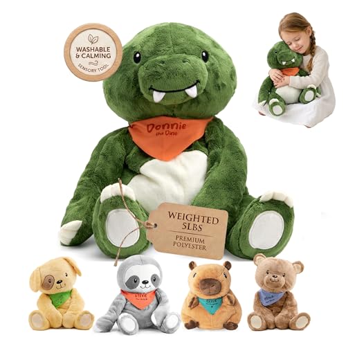 Lilly's Love Weighted Stuffed Animals for Adults & Kids — 5lb Calming Dinosaur Plush for Anxiety, ADHD & Sensory | Machine Washable Weighted Stuffed Animal w/Removable Insert | Donnie The Dino - color: Dino