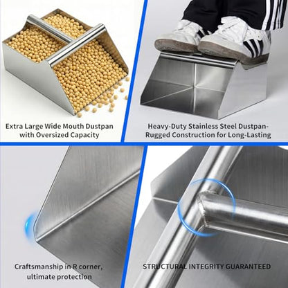 304 Stainless Steel Large Metal Scoop, 120OZ Heavy Duty Rustproof Ice Scoop with Ergonomic Grip Handle Easy to Clean Utility Scoop for Food Commercial Livestock and Pet Dog Feeding - size: 120 OZ