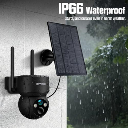 Security Cameras Wireless Outdoor, 4G LTE Cellular Security Camera with Built-in SIM Card, Outdoor Security Camera with 2K Color Night Vision, 360° PTZ View, 2-Way Audio, IP66, No WiFi Needed