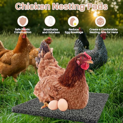 6-Pack 12×12 Washable Chicken Nesting Pads, Reusable Plastic Nest Box Liners for Chicken Coop & Poultry Laying Mats