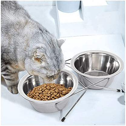 Pet Feeder Stainless Steel Dog Bowls Replacement 2-Pack Food Bowl, 8" Diameter, 2.8" Height Water Metal Bowls 7 Cups for Raised Feeder with Opening 7.5"- 8" - color: Double Pack, size: 7 cup (Standard)