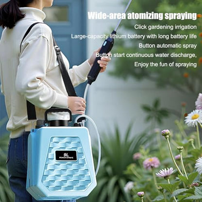 Battery Powered Sprayer - Portable Mister Rechargeable | Power Sprayer with Adjustable Shoulder Strap | for Home Outdoor Plant Agriculture Backyard Yard Lawn Farm - color: 9L sky blue