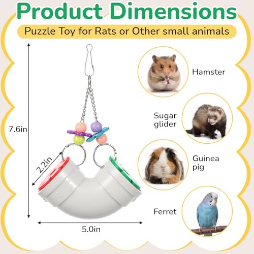 Shappy 1 Pack Rat Enrichment Toys, Wide Opening Rat Foraging Feeder for Various Treats, Hanging Slow Feeder Easy Clean Interactive Small Animal Puzzle Toy, Rodent Cage Accessories for Mice, Parakeets