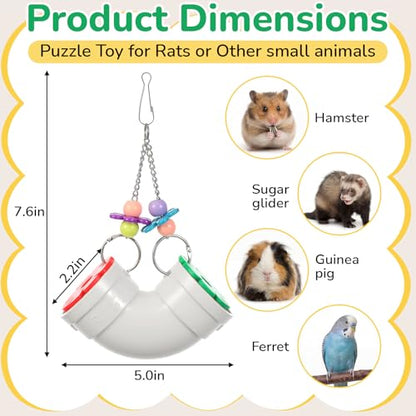 Shappy 1 Pack Rat Enrichment Toys, Wide Opening Rat Foraging Feeder for Various Treats, Hanging Slow Feeder Easy Clean Interactive Small Animal Puzzle Toy, Rodent Cage Accessories for Mice, Parakeets