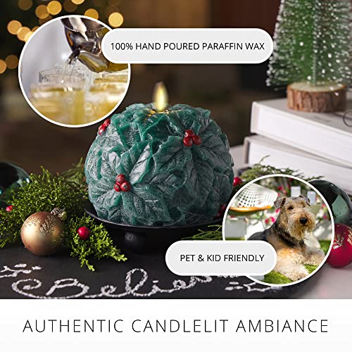 Luminara - Flameless Holiday Crystal Beads Glitter Sphere Candle - Chalky Green - Pack of 1-4x4.25 - Auto Timer Built-in 5-Hour Timer Indoor Use - color: Chalky Green