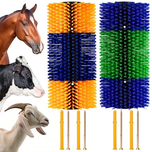 Livestock Scratching Brush, 2-Pack for Horse Grooming, Help Soothe Itching on the Back of Livestock Cattle Scratcher for Goat, Cow, Sheep, Pig and Other Animals