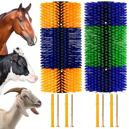 Livestock Scratching Brush, 2-Pack for Horse Grooming, Help Soothe Itching on the Back of Livestock Cattle Scratcher for Goat, Cow, Sheep, Pig and Other Animals