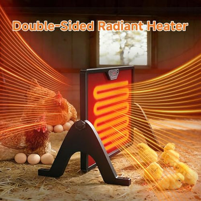 2026 Smart Chicken Coop Heater Brooder Plate, 200W Chicks Double-Sided Radiant Heat Panel with LED Light, Remote Control, Timer & Temp Controller Compatible, Ducklings Poultry & Small