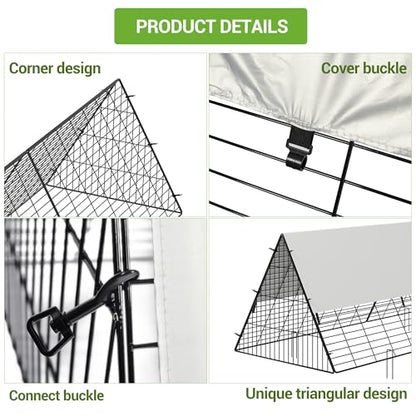 Large Metal Chicken Tunnel, Portable Chicken Run Coop with Waterproof & Anti-UV Cover, Outdoor Predator Protection Poultry House for Yard Backyard Farm, Hens Ducks Rabbits - size: 40.2"L x 29.1"W x 1.4"H