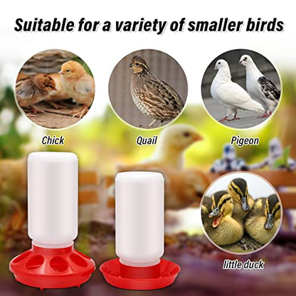 Chicken Feeder and Waterer Set Hanging Chicken Waterer Feeder for Poultry Duck Quail Chick Baby Automatic Chicken Feeders no Waste Bird Water Dispenser Chicken Coop Accessories Supplies (Red) - color: Red