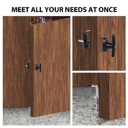 Shed Door Latch Kit with 5-1/2" Stem T-Handle Lock, 5 Keys and 2 Packs Spring Loaded Latch Hardware - Ideal for Sheds, Playhouses, Chicken Coops, RVs, Garages - size: 5.5 inch-Door Bolt-T