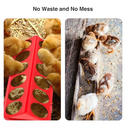 Chick Feeder and Waterer Kit - Baby Chicken Supplies with Chicks Perch, Plastic Feeder Trough and 1.2L Waterer, Chicken Starter Kit for Coop and Brooder for Small Poultry Ducks Quail - color: Red 1
