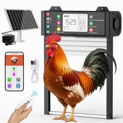 Automatic Chicken Coop Door, TUYA App Status View Solar Door WiFi Enable