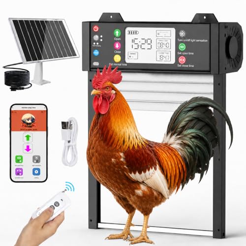 Automatic Chicken Coop Door, TUYA App Status View Solar Door WiFi Enable