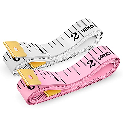 Tape Measure, iBayam Soft Ruler Measuring Tape for Body Weight, Fabric Sewing Tailor Cloth Vinyl Measurement Craft Supplies, 60-Inch Double Scale Ruler, 2-Pack, White&Pink Tape Measure - color: Pastel Pink, White