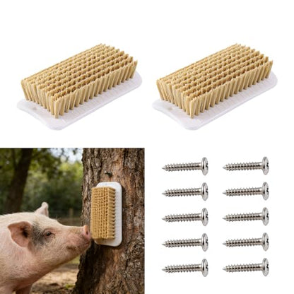 2 Pcs Pig Enrichment Toy, Mini Pigs Self Cleaning Slicker Brushes, Pet Grooming Brush & Scratch Toy 2-in-1 for Mini Pig, Dogs, Cats