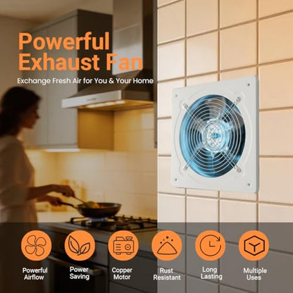 6 inch Exhaust Fan, 382CFM Wall Mounted Vent Fans, Ventilation Blower for Ceiling Bathroom Attic Window Basement Ventilation Fan, 110V 40W - size: 6 inch