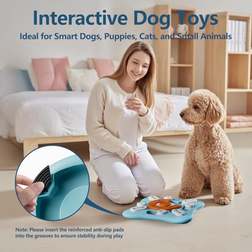 FOXMM Interactive Dog Treat Puzzle Toys for IQ Training & Mental Stimulating,Fun Slow Feeder,Large Medium Small Dogs Enrichment Toys with Squeak Design,Ideal Gifts for Puppies,Cats,Dogs - style: S-Level 2
