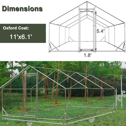 Garvee Large Metal Chicken Coop,Walk-in Poultry Cage,Outdoor Hen Run House with Waterproof and Anti-Ultraviolet Cover Rabbits Habitat Cage for Outdoor - size: 19.6"L x 9.8"W x 6.4"H